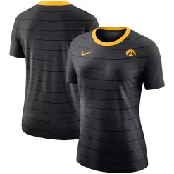 Women's Nike Black Iowa Hawkeyes Striped Ringer Tri-Blend T-Shirt