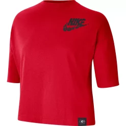 Women's Nike Red Georgia Bulldogs Retro Swoosh Cropped T-Shirt -Nike Clothing store 5415780 ALT2