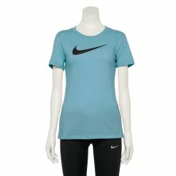 Women's Nike Dry Training Tee -Nike Clothing store 5475849 Cerulean Light Silver