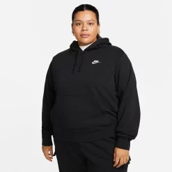 Plus Size Nike Sportswear Club Fleece Hoodie -Nike Clothing store 5581015 Black