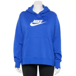 Plus Size Nike Sportwear Club Fleece Hoodie -Nike Clothing store 5581023 Baltic Blue