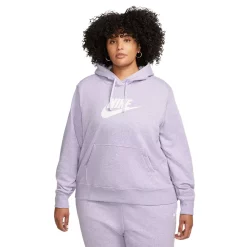 Plus Size Nike Sportwear Club Fleece Hoodie -Nike Clothing store 5581023 Light Thistle