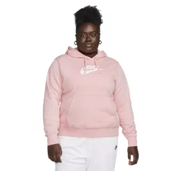 Plus Size Nike Sportwear Club Fleece Hoodie -Nike Clothing store 5581023 Soft Pink