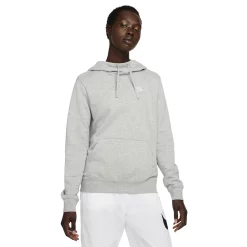 Women's Nike Sportswear Club Fleece Funnel-Neck Hoodie -Nike Clothing store 5583212 Gray Heather