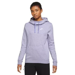 Women's Nike Sportswear Club Fleece Funnel-Neck Hoodie -Nike Clothing store 5583212 Light Thistle