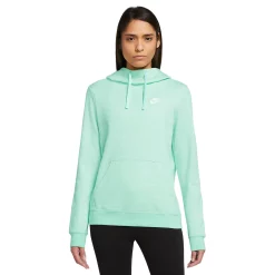 Women's Nike Sportswear Club Fleece Funnel-Neck Hoodie -Nike Clothing store 5583212 Mint Foam Heather