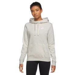 Women's Nike Sportswear Club Fleece Funnel-Neck Hoodie -Nike Clothing store 5583212 Oatmeal Heather