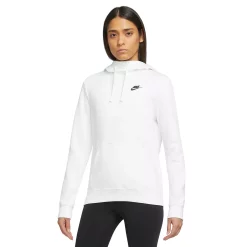 Women's Nike Sportswear Club Fleece Funnel-Neck Hoodie -Nike Clothing store 5583212 White
