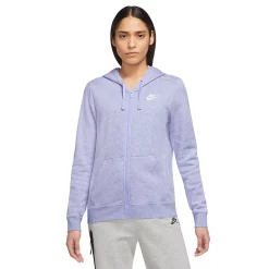 Women's Nike Sportswear Club Fleece Full-Zip Hoodie -Nike Clothing store 5583236 Light Thistle