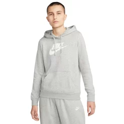 Women's Nike Sportswear Club Fleece Hoodie -Nike Clothing store 5583586 Gray Heather