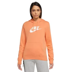 Women's Nike Sportswear Club Fleece Hoodie -Nike Clothing store 5583586 Orange Heather