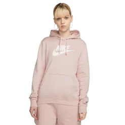 Women's Nike Sportswear Club Fleece Hoodie -Nike Clothing store 5583586 Pink Oxford