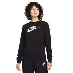 Women's Nike Sportswear Club Fleece Crewneck Sweatshirt -Nike Clothing store 5583707 Black