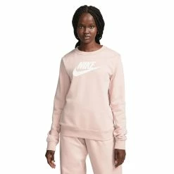 Women's Nike Sportswear Club Fleece Crewneck Sweatshirt -Nike Clothing store 5583707 Pink Oxford
