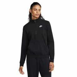 Women's Nike Sportswear Club Fleece Quarter-Zip Sweatshirt -Nike Clothing store 5583716 Black