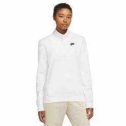 Women's Nike Sportswear Club Fleece Quarter-Zip Sweatshirt -Nike Clothing store 5583716 White