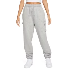 Women's Nike Sportswear Club Fleece Midrise Cargo Pants -Nike Clothing store 5583798 Gray Heather