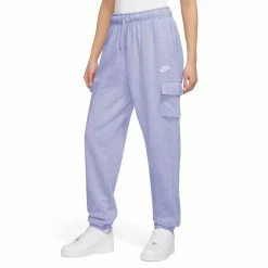 Women's Nike Sportswear Club Fleece Midrise Cargo Pants -Nike Clothing store 5583798 Light Thistle