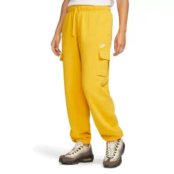 Women's Nike Sportswear Club Fleece Midrise Cargo Pants -Nike Clothing store 5583798 Yellow Ochre