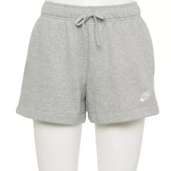 Women's Nike Sportswear Club Fleece Midrise Shorts -Nike Clothing store 5583954 Gray Heather