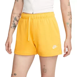 Women's Nike Sportswear Club Fleece Midrise Shorts -Nike Clothing store 5583954 Yellow Ochre