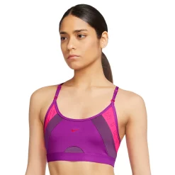 Nike Dri-FIT Indy Logo Low-Impact Sports Bra -Nike Clothing store 5584547 Vivid Purple Pink