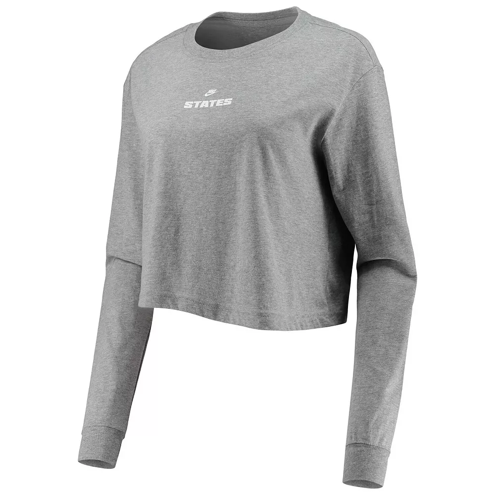 Women's Nike Black/Gray USWNT Travel Long Sleeve Crop Top 3 Women's Nike Black/Gray USWNT Travel Long Sleeve Crop Top - Image 3