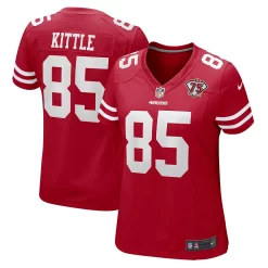 Women's Nike George Kittle Scarlet San Francisco 49ers 75th Anniversary Game Player Jersey