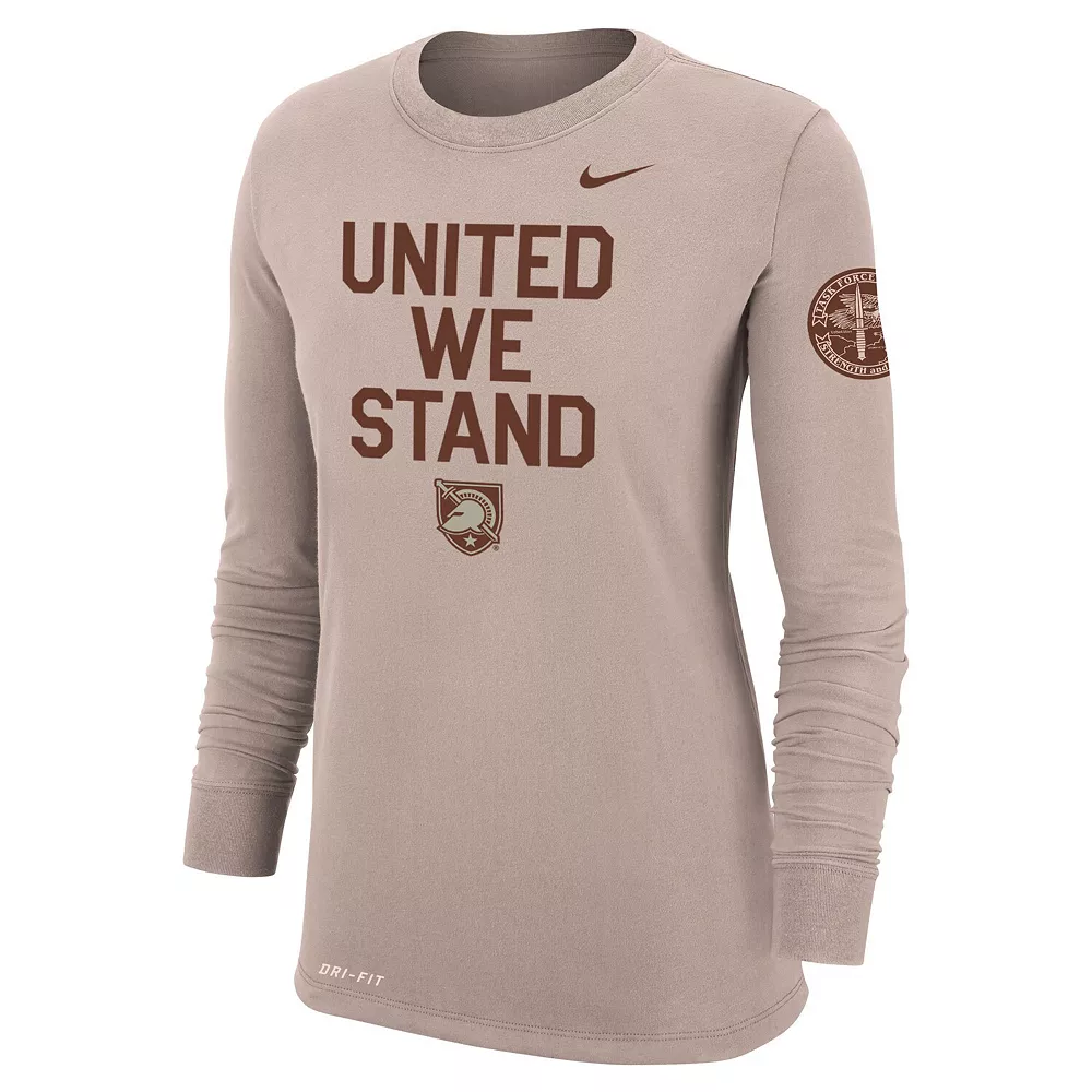 Women's Nike Light Brown Army Black Knights Rivalry United We Stand Long Sleeve T-Shirt 1 Women's Nike Light Brown Army Black Knights Rivalry United We Stand Long Sleeve T-Shirt