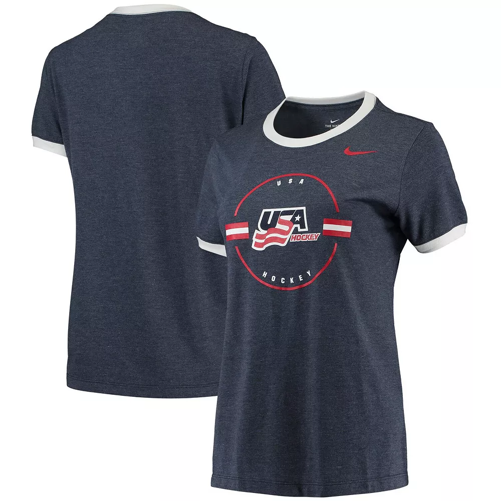 Women's Nike Navy USA Hockey Ringer Performance Tri-Blend T-Shirt 1 Women's Nike Navy USA Hockey Ringer Performance Tri-Blend T-Shirt