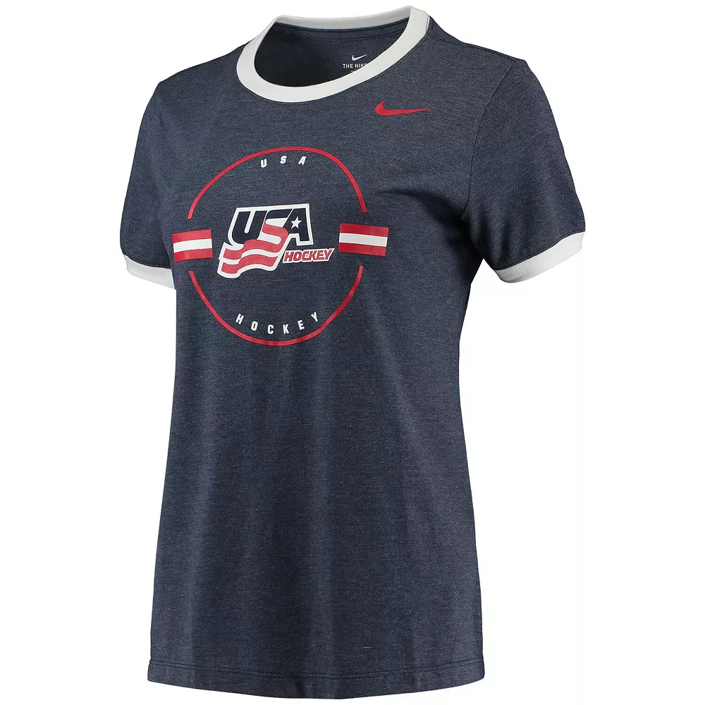 Women's Nike Navy USA Hockey Ringer Performance Tri-Blend T-Shirt 2 Women's Nike Navy USA Hockey Ringer Performance Tri-Blend T-Shirt - Image 2