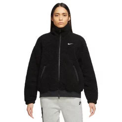 Women's Nike Sportswear Swoosh Plush Jacket 7 Women's Nike Sportswear Swoosh Plush Jacket -Nike Clothing store 5675709 Black White