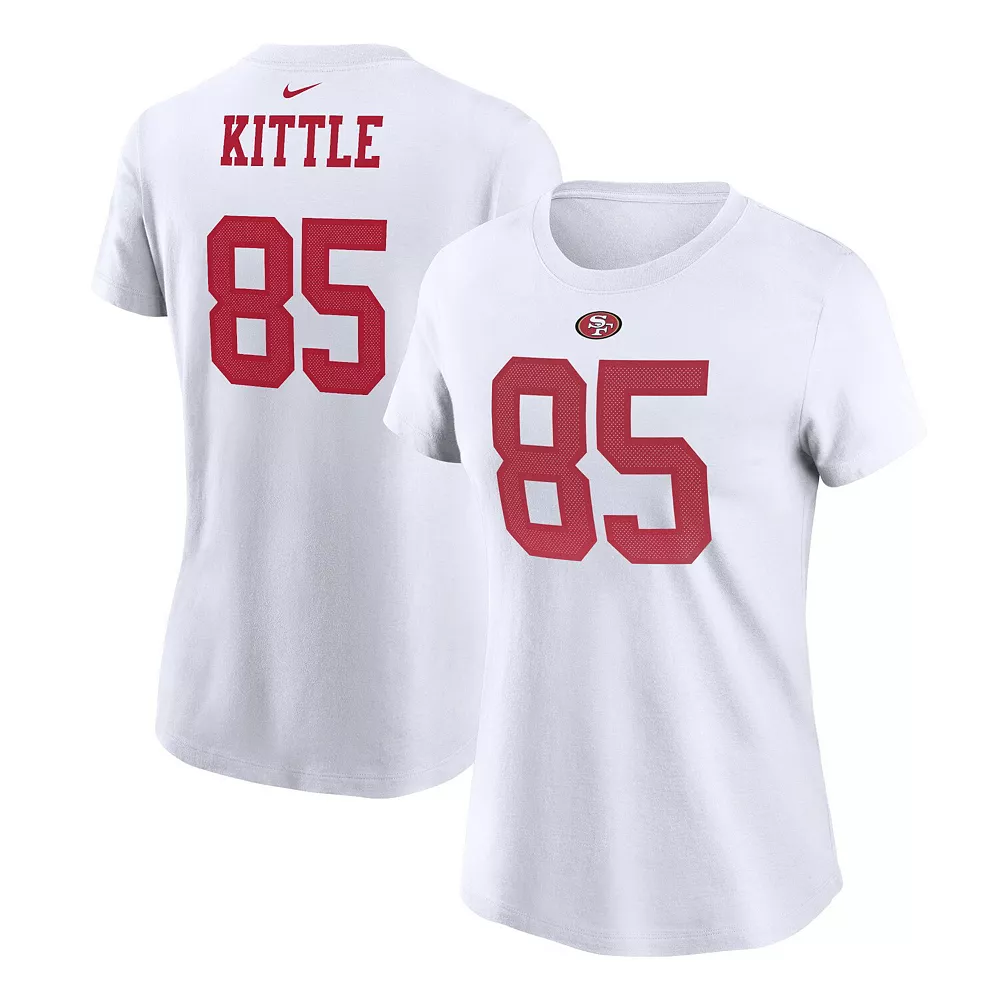 Women's Nike George Kittle White San Francisco 49ers Player Name & Number T-Shirt 2 Women's Nike George Kittle White San Francisco 49ers Player Name & Number T-Shirt - Image 2