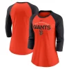 Women's Nike Orange/Black San Francisco Giants Modern Baseball Arch Tri-Blend Raglan 3/4-Sleeve T-Shirt