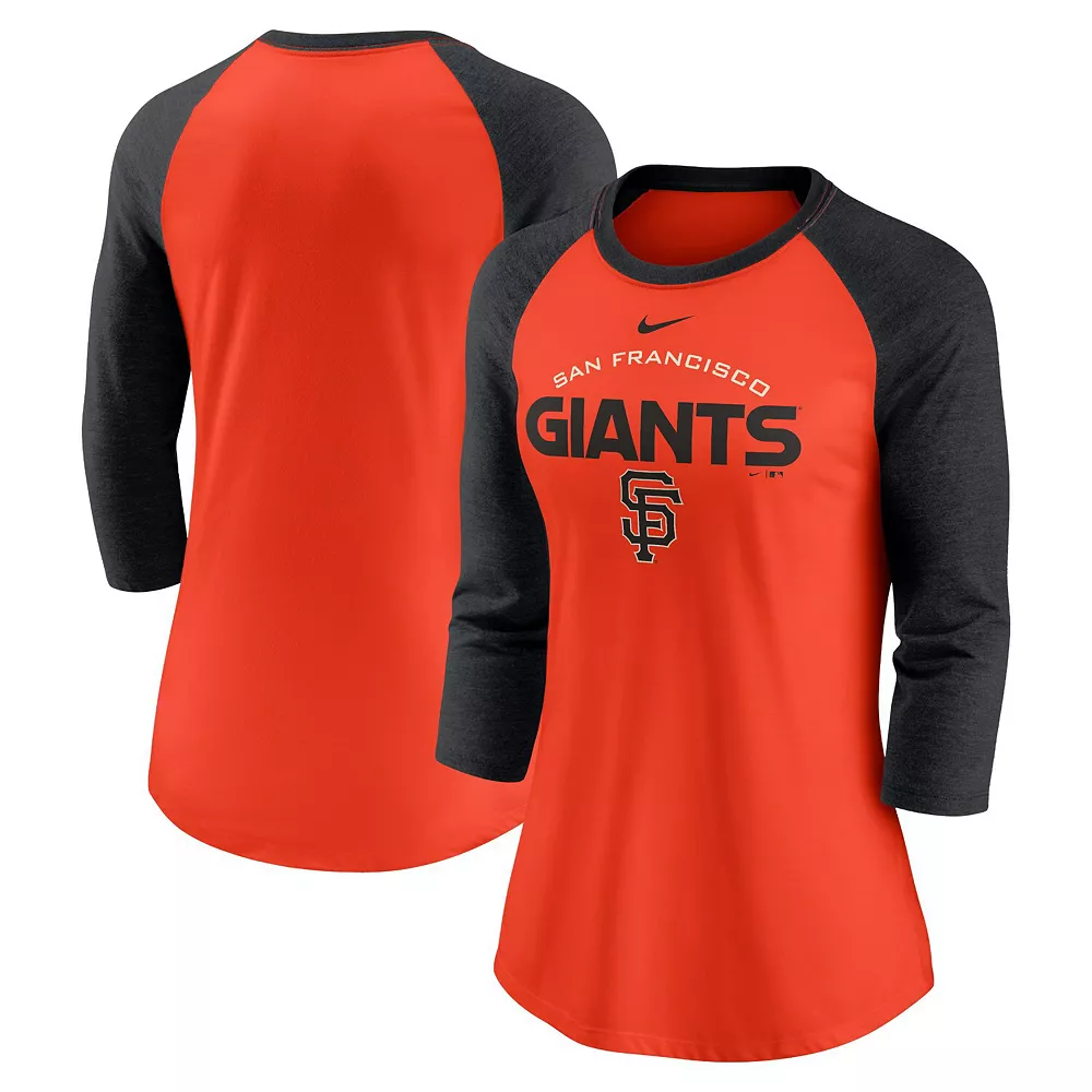 Women's Nike Orange/Black San Francisco Giants Modern Baseball Arch Tri-Blend Raglan 3/4-Sleeve T-Shirt 2 Women's Nike Orange/Black San Francisco Giants Modern Baseball Arch Tri-Blend Raglan 3/4-Sleeve T-Shirt - Image 2