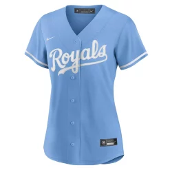Women's Nike Light Blue Kansas City Royals Alternate Replica Team Logo Jersey -Nike Clothing store 5680502 ALT2