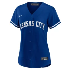 Women's Nike Royal Kansas City Royals Alternate Replica Team Logo Jersey -Nike Clothing store 5680937 ALT2