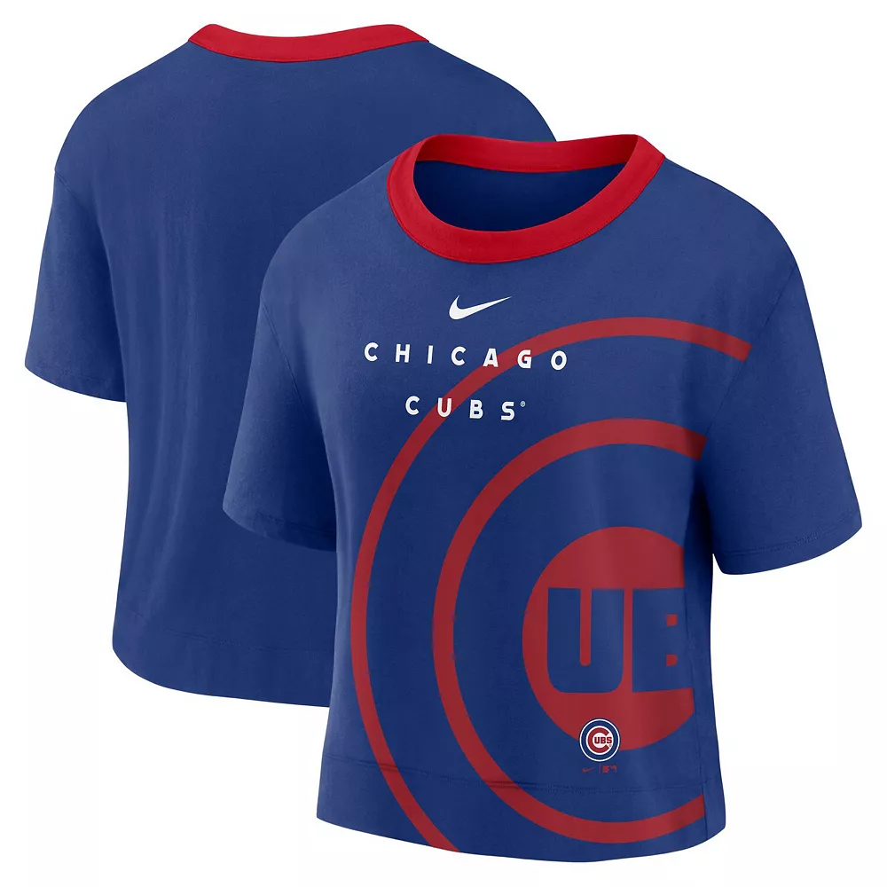 Women's Nike Royal/Red Chicago Cubs Team First High Hip Boxy T-Shirt 2 Women's Nike Royal/Red Chicago Cubs Team First High Hip Boxy T-Shirt - Image 2