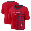 Women's Nike Red/Navy St. Louis Cardinals Team First High Hip Boxy T-Shirt