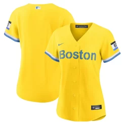 Women's Nike Gold/Light Blue Boston Red Sox 2021 City Connect Replica Jersey