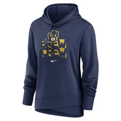 Women's Nike Navy Milwaukee Brewers Diamond Knockout Performance Pullover Hoodie -Nike Clothing store 5694077 ALT2