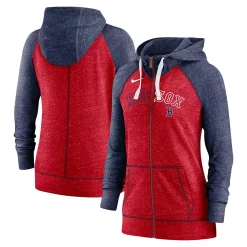 Women's Nike Red/Navy Boston Red Sox Split Wordmark Gym Vintage Raglan Full-Zip Hoodie