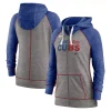 Women's Nike Heathered Charcoal/Royal Chicago Cubs Split Wordmark Gym Vintage Raglan Full-Zip Hoodie