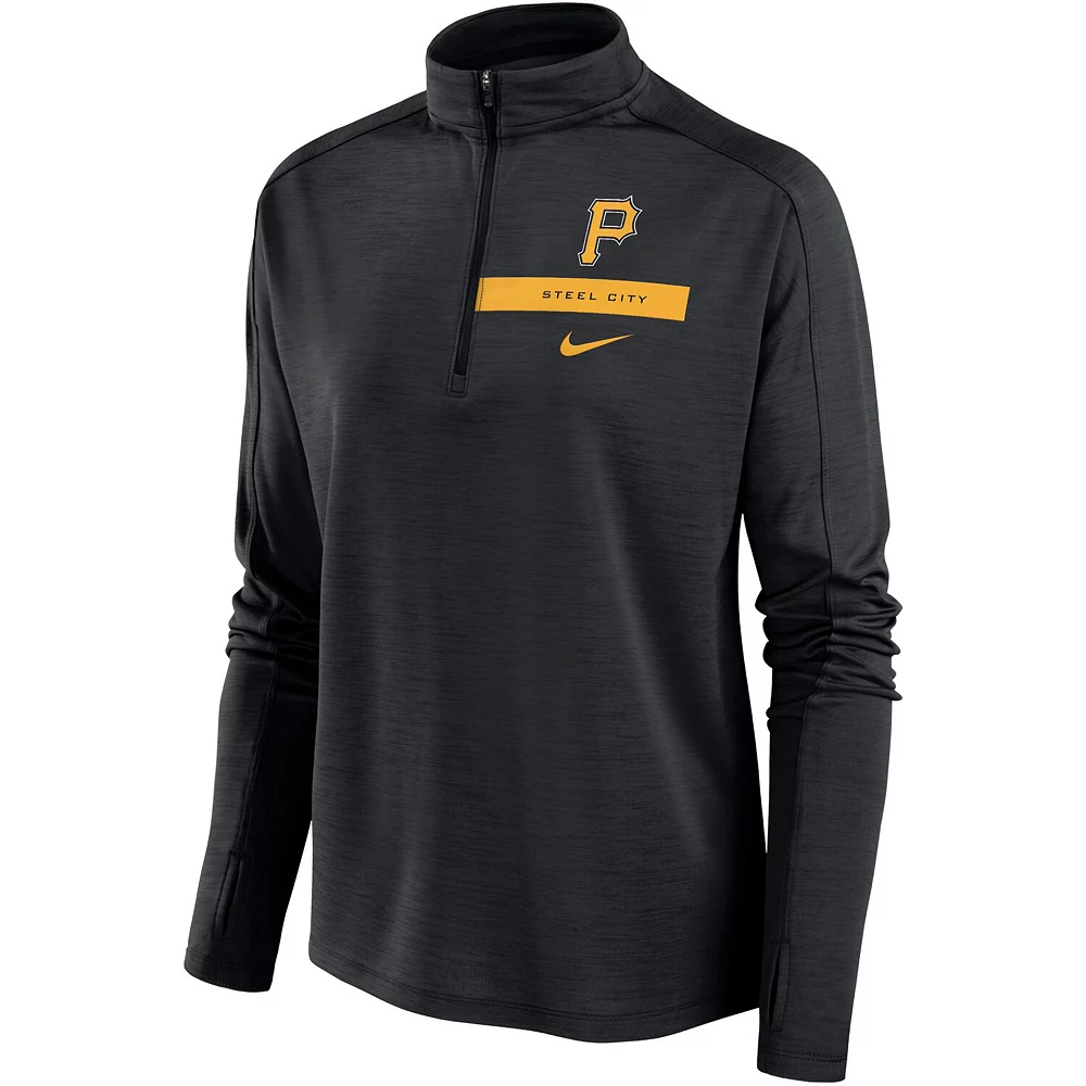 Women's Nike Black Pittsburgh Pirates Primetime Local Touch Pacer Quarter-Zip Top 3 Women's Nike Black Pittsburgh Pirates Primetime Local Touch Pacer Quarter-Zip Top - Image 3