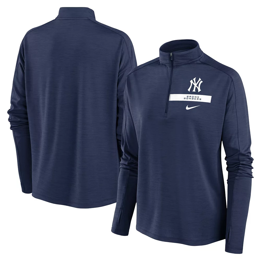 Women's Nike Navy New York Yankees Primetime Local Touch Pacer Quarter-Zip Top 2 Women's Nike Navy New York Yankees Primetime Local Touch Pacer Quarter-Zip Top - Image 2