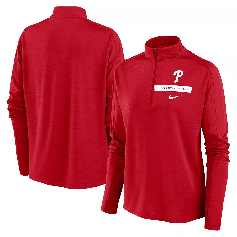 Women's Nike Red Philadelphia Phillies Primetime Local Touch Pacer Quarter-Zip Top 1 Women's Nike Red Philadelphia Phillies Primetime Local Touch Pacer Quarter-Zip Top