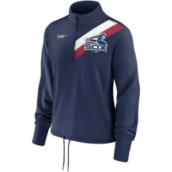Women's Nike Navy Chicago White Sox 1981-85 Cooperstown Collection Rewind Stripe Performance Half-Zip Pullover 5 Women's Nike Navy Chicago White Sox 1981-85 Cooperstown Collection Rewind Stripe Performance Half-Zip Pullover -Nike Clothing store 5704212 ALT2