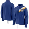 Women's Nike Royal Milwaukee Brewers 1982 Cooperstown Collection Rewind Stripe Performance Half-Zip Pullover