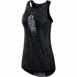 Women's Nike Black Colorado Rockies Logo Fade High Neck Performance Tank Top -Nike Clothing store 5704609 ALT2