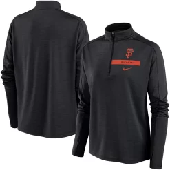 Women's Nike Black San Francisco Giants Primetime Raglan Quarter-Zip Top